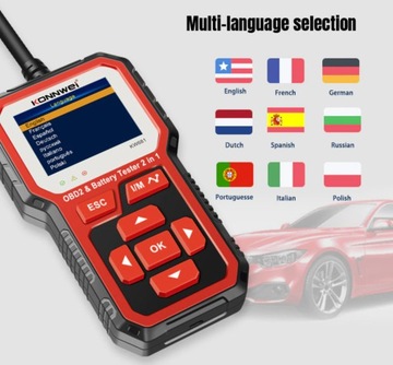 KONNWEI KW681 ТЕСТЕР АККУМУЛЯТОРА 2в1 OBDII ДИАГНОСТИКА