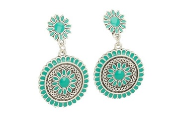 Серебристо-зеленые подвесные зажимы для ушей