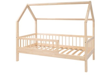 Детская кровать деревянный дом с барьерами одиночная сосна 200x160