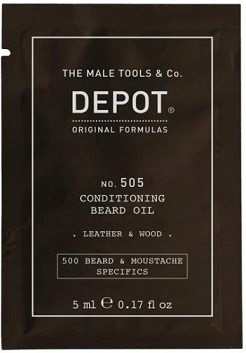 Depot NO. 505 CONDITIONING BEARD OIL Olejek do Brody LEATHER & WOOD 5ml