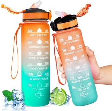BIDON NA WODĘ1000ML SPORTOWY FTINES BUTELKA Z UCHWYTEM I MIARKĄ MOTYWACYJNĄ