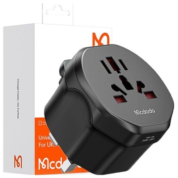 MCDODO UNIWERSALNY ADAPTER PODRÓŻNY PRZEJŚCIÓWKA UK DO EU US UK AU CN 2500W