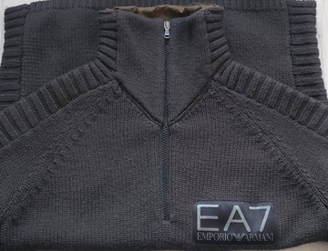 EA7 emporio armani gruby sweter męski wełniany rozpinany r. L