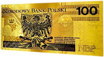 100 PLN WŁADYSŁAW II JAGIEŁŁO Красивая уникальная позолоченная банкнота из ПВХ