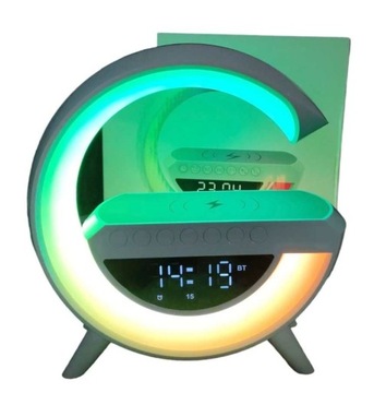 Светодиодная лампа Зарядное устройство QI RGB-динамик РАДИО ЧАСЫ