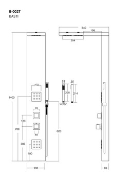ХРОМИРОВАННАЯ ДУШЕВАЯ ПАНЕЛЬ БАМБУК С ТЕРМОСТАТОМ