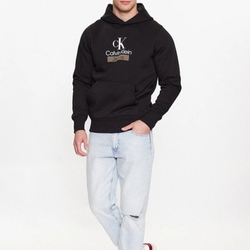 Calvin Klein Jeans bluza męska czarna kangurka J30J323762-BEH M