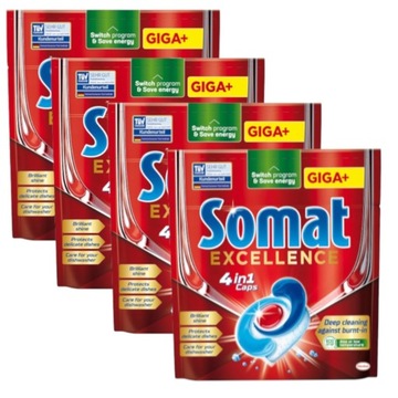 SOMAT EXCELLENCE 4 w 1 TABLETKI DO ZMYWARKI CZYSZCZENIE 75+5 GRATIS