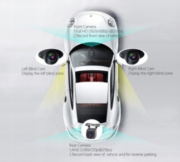 Регистратор 360°, 4 камеры, зеркало, Android ADAS 4G