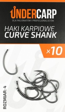 UNDERCARP Teflonowe haki karpiowe CURVE SHANK r. 4