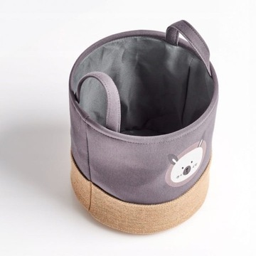 KOSZ NA ZABAWKI DLA DZIECI TEKSTYLNY OKRĄGŁY Z UCHWYTAMI Ø 30cm szary