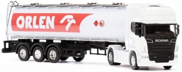МЕТАЛЛИЧЕСКАЯ МОДЕЛЬ ГРУЗОВИКА SCANIA ORLEN, АВТОЦИСТЕРНА БЕКА ДЛЯ ПЕРЕВОЗКИ ТОПЛИВА