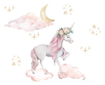 Naklejka ścienna JEDNOROŻEC unicorn chmurki L
