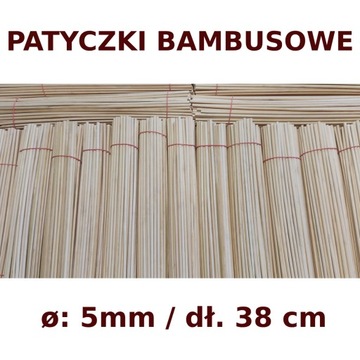 50 sztuk Bambusowe Patyczki Drewniane grube 5mm 38 cm