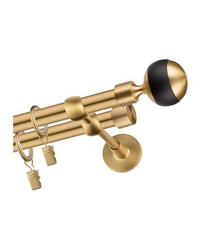 KARNISZ NOWOCZESNY PODWÓJNY METALOWY 19+19MM ZŁOTY ZŁOTO 540cm KOMPLET