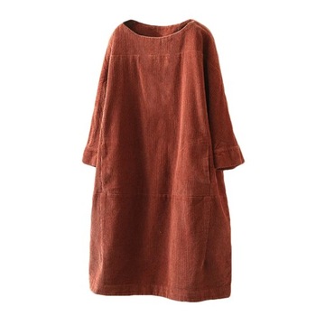 Women Dress Autumn Winter Casual Warm Solid Color