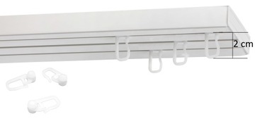 Тройной потолочный карниз ПВХ, 230 см, потолочная рейка, лягушки, булавки, комплект