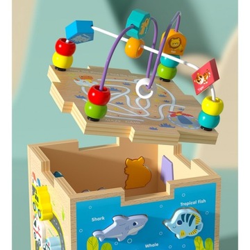 ДЕРЕВЯННЫЙ ОБРАЗОВАТЕЛЬНЫЙ КУБИК-СОРТИРОВЩИК ЖИВОТНЫЕ машинки