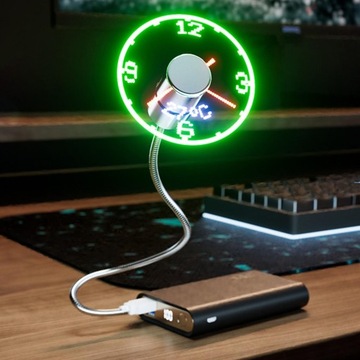 Wentylator zegarowy LED USB Nie wymaga instalacji sterownika. Mini