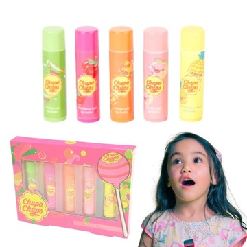 POMADKA DO UST DLA DZIECI CHUPA CHUPS BALSAM BŁYSZCZYK DLA DZIEWCZYNKI 5szt