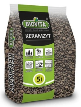 Keramzyt 4-8mm 5l Biovita podłoże drenaż do doniczki i ogrodu ziemia
