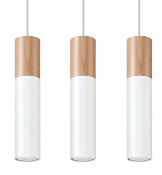 Lampa Wisząca MILVA 3 Biała Drewno LED Gu10 Sufit