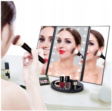 КОСМЕТИЧЕСКОЕ ЗЕРКАЛО С ПОДСВЕТКОЙ, СКЛАДНОЙ СВЕТОДИОД, USB, РЕГУЛИРУЕМОЕ увеличение 2X 3X