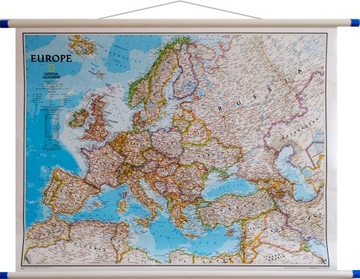 EUROPA mapa ścienna polityczna styl National Geographic aktualna