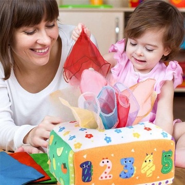 SORTER PUDEŁKO Z CHUSTECZKAMI ZWIERZĄTKA PLUSZOWE MONTESSORI SENSORYCZNE