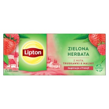 Herbata zielona Lipton z nutą truskawki i maliny 20 torebek 28 g