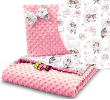 KOCYK MINKY 75x100 cm KOŁDERKA + PODUSZKA OTULACZ KOMPLET BABYMAM