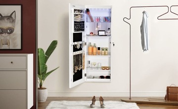 ШКАФ С 2-мя ЗЕРКАЛАМИ ДЛЯ ЮВЕЛИРНЫХ УКРАШЕНИЙ, ПОДВЕСНОЙ ТРУОДАРНЫЙ СТОЛИК