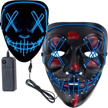 MASKA LED ŚWIECĄCA LED HALLOWEEN IMPREZA NIEBIESKA