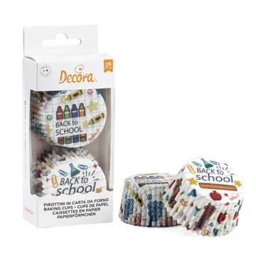 Papilotki do muffinów POWRÓT DO SZKOŁY 50x32mm 36s
