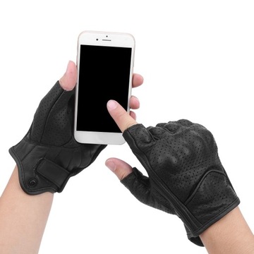 Мотоциклетные перчатки на полпальца, кожа.