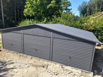 Металлические гаражи 9х5, двускатные графитовые ворота