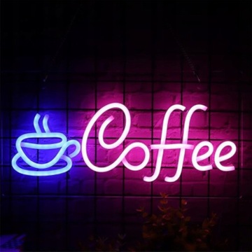 Светодиодная неоновая вывеска Coffe Синий и розовый