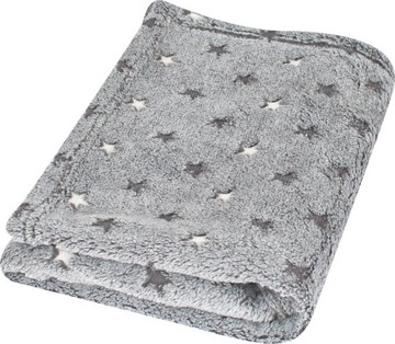 Kocyk dziecięcy z mikrofibry 75x100 szary gwiazdki niemowlęcy