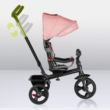 ТРЕХКОЛЕСНЫЙ ВЕЛОСИПЕД 2в1, ПОВОРОТНЫЙ, РЕГУЛИРУЕМЫЙ, С КОЗЫРЕКОМ LIONELO HAARI