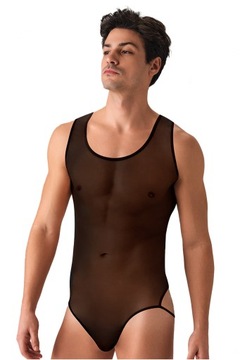 Męskie Jockstrap Stringi Sexy Czarne Body 3013 XXL