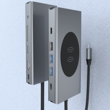 Док-станция с адаптером-концентратором 13×USB 4K VGA HDMI USB 3.0 Беспроводная зарядка