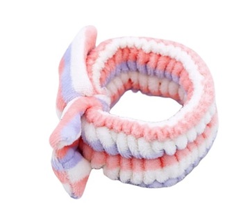 Opaska pluszowa z kokardą do mycia twarzy