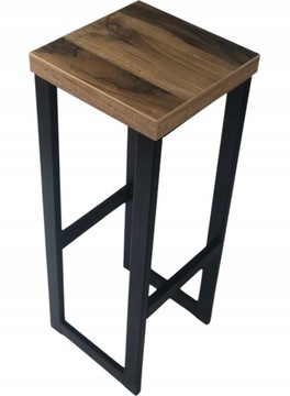 Solidny HOKER metalowy taboret 60cm DĄB HUNTON