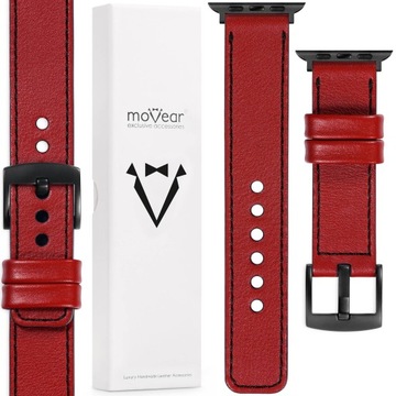 Pasek premium skórzany do Apple Watch 9 8 7 6 5 4 SE Ultra Czerwony