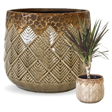 Osłonka ceramiczna INDIAN brązowa 12 cm x14 cm