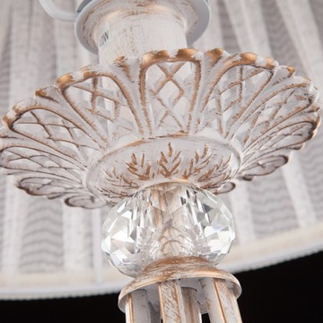 LAMPA PODŁOGOWA KRYSZTAŁOWA BIAŁA ABAŻUR IRIS 1F