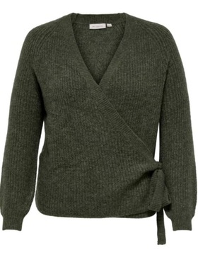 Only zielony wiązany kopertowy sweter 46/48