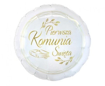 1x BALON FOLIOWY BIAŁO-ZŁOTY PIERWSZA KOMUNIA ŚWIĘTA BIBLIA 46cm