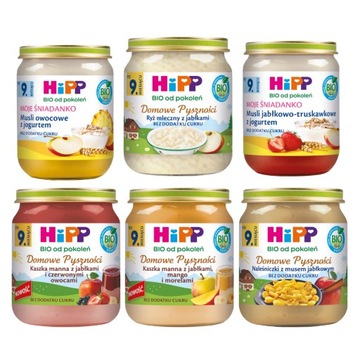 HiPP BIO po 9 miesiącu DESERKI MIX Musli + Domowe Pyszności SŁOICZKI x6
