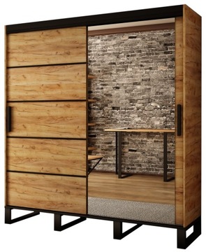 Nowoczesna szafa lustrem metalowe nogi Loft V2 200